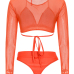 Euramerican Orange Polyester Three-piece Swimwear Euramerican Orange Polyester Three-piece Swimwear
