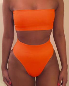 Euramerican Orange Polyester Two-piece Swimwear