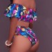 Euramerican Printed Hollow-out Polyester Two-piece Swimwear Euramerican Printed Hollow-out Polyester Two-piece Swimwear