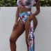 Euramerican Round Neck Printed Polyester Two-piece Swimwear(With Coat) Euramerican Round Neck Printed Polyester Two-piece Swimwear(With Coat)