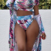 Euramerican Round Neck Printed Polyester Two-piece Swimwear(With Coat) Euramerican Round Neck Printed Polyester Two-piece Swimwear(With Coat)