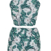 Euramerican Round Neck Sleeveless Floral Print Nylon Two-piece Shorts Set Euramerican Round Neck Sleeveless Floral Print Nylon Two-piece Shorts Set