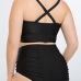 Sexy Spaghetti Strap Sleeveless Fold Design Black Ployester Two-piece Swimsuit Sexy Spaghetti Strap Sleeveless Fold Design Black Ployester Two-piece Swimsuit