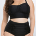 Sexy Spaghetti Strap Sleeveless Fold Design Black Ployester Two-piece Swimsuit Sexy Spaghetti Strap Sleeveless Fold Design Black Ployester Two-piece Swimsuit