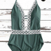 Sexy Lace Spliced Green Nylon One-piece Swimwear Sexy Lace Spliced Green Nylon One-piece Swimwear