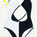 Sexy Patchwork Black Nylon One-piece Swimwear Sexy Patchwork Black Nylon One-piece Swimwear