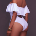 Sexy Bateau Neck Short Sleeves Falbala Design White Polyester One-piece Swimwear Sexy Bateau Neck Short Sleeves Falbala Design White Polyester One-piece Swimwear