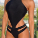 Sexy Halter Neck Backless Black Nylon One-piece Swimwear Sexy Halter Neck Backless Black Nylon One-piece Swimwear