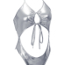 Sexy Hollow-out Silver Nylon One-piece Swimwear Sexy Hollow-out Silver Nylon One-piece Swimwear