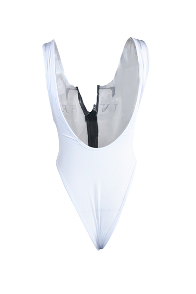 Sexy Letters Printed White Milk Wire One-piece Swimwear