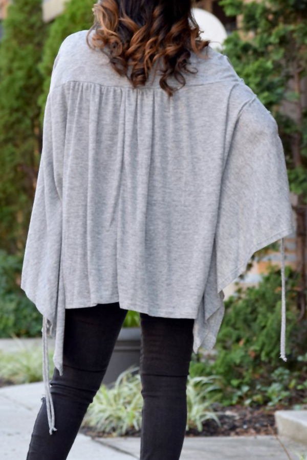  Euramerican Round Neck Batwing Sleeves Design Grey Cotton Shirts