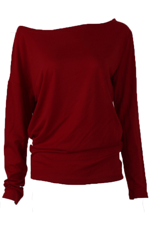  Leisure Dew Shoulder Wine Red Cotton Shirts