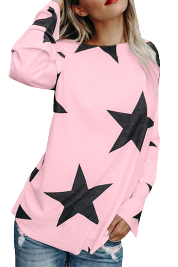  Polyester O Neck Long Sleeve Geometric Blouses&Shirts