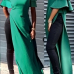 Sexy Round Neck Lotus Leaf Sleeves Kick Pleat Green Blending Blouses Sexy Round Neck Lotus Leaf Sleeves Kick Pleat Green Blending Blouses
