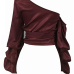 Sexy Skew Collar Heaps Sleeves Wine Red Silk Shirts Sexy Skew Collar Heaps Sleeves Wine Red Silk Shirts