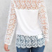 Stylish Round Neck Long Sleeves Lace Trim Patchwork White Polyester Shirts Stylish Round Neck Long Sleeves Lace Trim Patchwork White Polyester Shirts