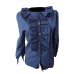  Stylish Turndown Collar Lantern Sleeves Ruffle Design Blue Denim Shirts
