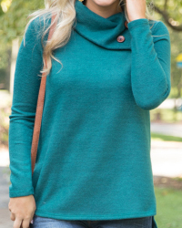Trendy Long Sleeves Side Split Green Cotton Shirts Trendy Long Sleeves Side Split Green Cotton Shirts