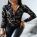 2021 new women's printed lapel single-breasted sexy shirt #95137