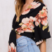 Trendy V Neck Half Sleeves Printed Black Blending Tops Trendy V Neck Half Sleeves Printed Black Blending Tops