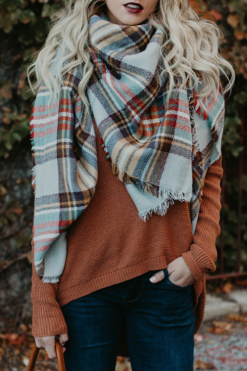  Euramerican Round Neck Asymmetrical Brown Acrylic  Sweaters