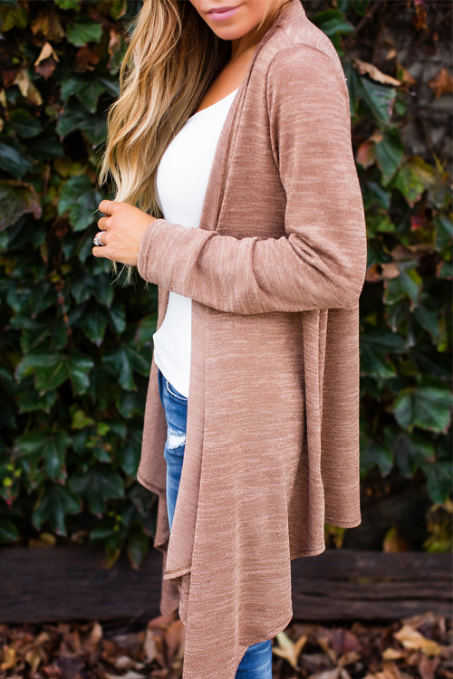  Euramerican Turndown Collar Long Sleeves Asymmetrical Cotton Blends Cardigans 