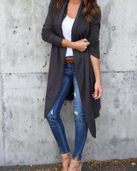 Leisure Long Sleeves Dark Grey Cotton Cardigans Leisure Long Sleeves Dark Grey Cotton Cardigans