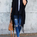 Leisure Tassel Design Black Cotton Cardigans Leisure Tassel Design Black Cotton Cardigans