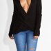 Sexy Deep V Neck Black Cotton Sweaters Sexy Deep V Neck Black Cotton Sweaters