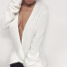  Sexy Deep V Neck White Cotton Sweaters