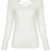  Sexy V Neck Hollow-out White Knitting Pullovers