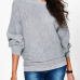 Euramerican Round Neck Long Sleeves Grey Cotton Sweaters