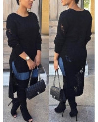 Stylish Round Neck Long Sleeves Black Cotton Sweaters Stylish Round Neck Long Sleeves Black Cotton Sweaters