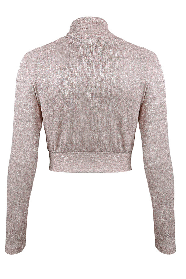  Euramerican Turtleneck See-Through Pink Polyester T-shirt(Without Bra)