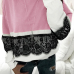 Fashionable Round Neck Lace Patchwork Pink Polyester T-shirt Fashionable Round Neck Lace Patchwork Pink Polyester T-shirt