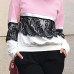 Fashionable Round Neck Lace Patchwork Pink Polyester T-shirt Fashionable Round Neck Lace Patchwork Pink Polyester T-shirt