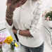 Leisure Round Neck Lace Patchwork White Cotton Blends T-shirt Leisure Round Neck Lace Patchwork White Cotton Blends T-shirt