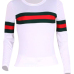 Leisure Round Neck Striped Patchwork White Cotton T-shirt Leisure Round Neck Striped Patchwork White Cotton T-shirt