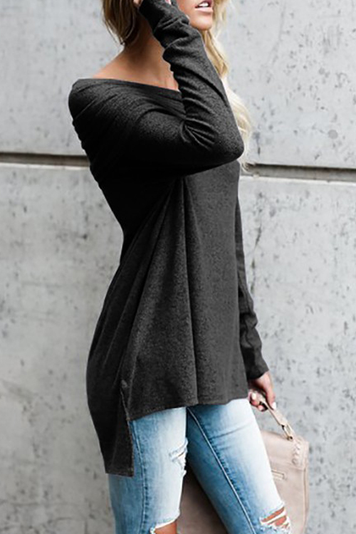  Off The Shoulder Solid Casual T-shirt