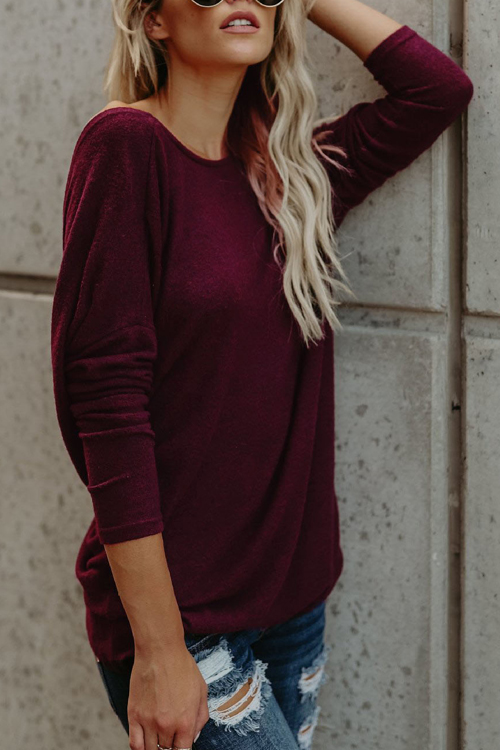  Sexy Round Neck Backless Red Polyester T-shirt