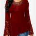 Long sleeve lace stitching T-shirt #95141