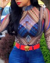 Sexy Round Neck See-Through Shirts