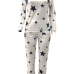 Euramerican Dew Shoulder Five-stars Printed White Cotton Two-piece Pants Set Euramerican Dew Shoulder Five-stars Printed White Cotton Two-piece Pants Set