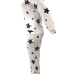 Euramerican Dew Shoulder Five-stars Printed White Cotton Two-piece Pants Set Euramerican Dew Shoulder Five-stars Printed White Cotton Two-piece Pants Set