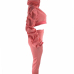  Euramerican Hooded Collar Puff Sleeves Pink Polyester Two-piece Pants Set