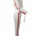 Euramerican Hooded Collar Striped White Polyester Two-piece Pants Set Euramerican Hooded Collar Striped White Polyester Two-piece Pants Set