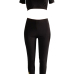 Euramerican Round Neck Printed Black Polyester Two-piece Pants Set Euramerican Round Neck Printed Black Polyester Two-piece Pants Set