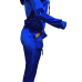 Euramerican Turndown Collar Zipper Design Deep Blue Velvet Two-piece Pants Set Euramerican Turndown Collar Zipper Design Deep Blue Velvet Two-piece Pants Set