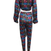  Fashion Round Neck Knot Design Printed Multi Qmilch Two-Piece Pants Set