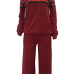 Leisure Hooded Collar Patchwork Wine Red Cotton Two-piece Pants Set Leisure Hooded Collar Patchwork Wine Red Cotton Two-piece Pants Set